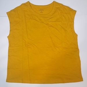 Banana Republic Factory Malibu Sleeveless Tee Mustard Yellow Size M NWOT